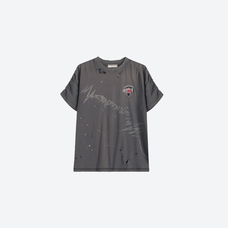 Sicbug‑series Embroidered Patch Track Print T-shirt